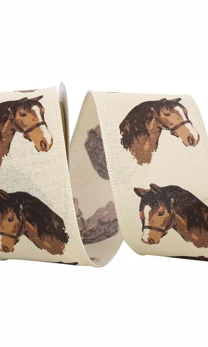 Ribbon with horse head pattern on a white background