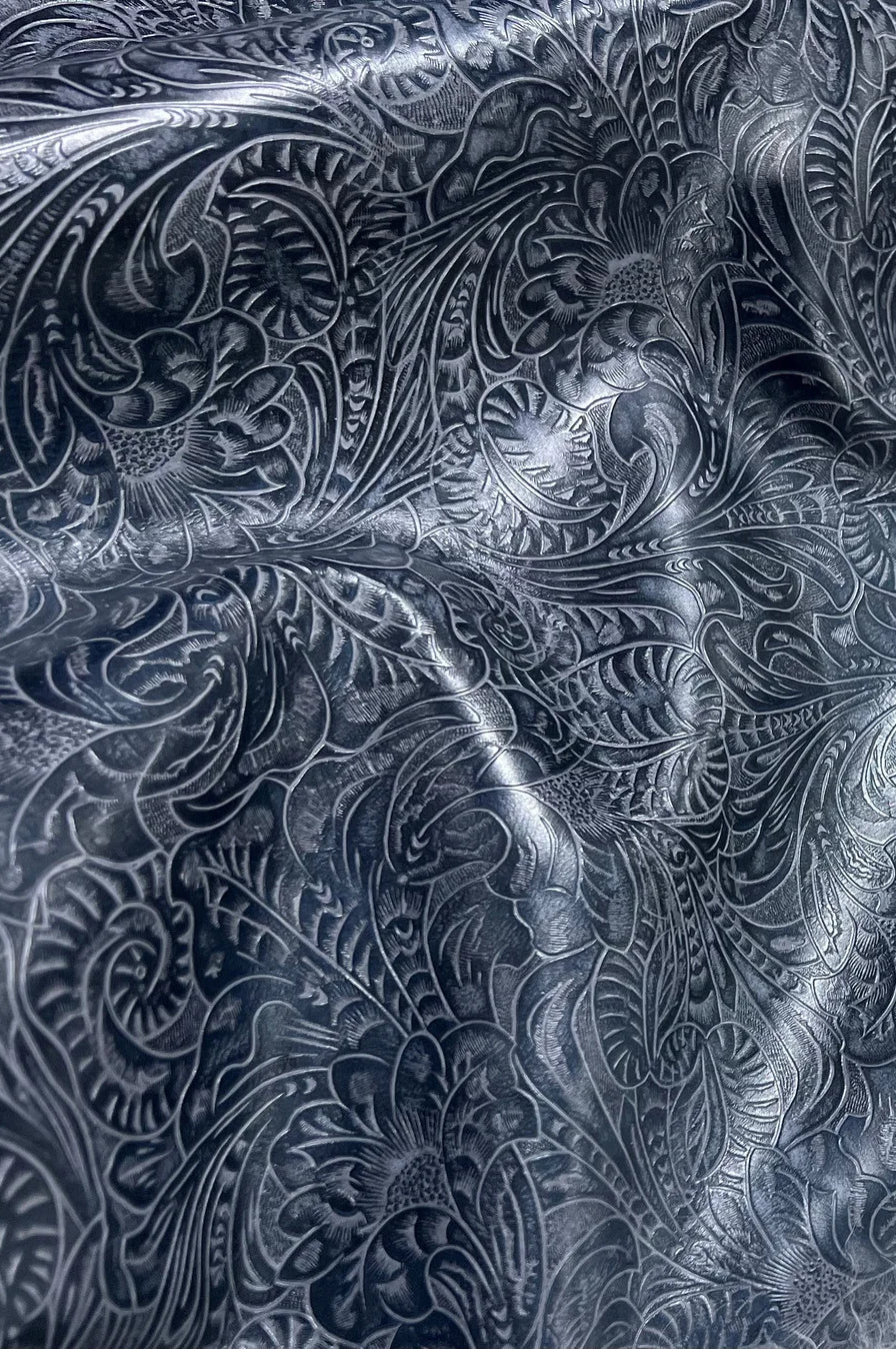 Saphire Embossed Leather Hide