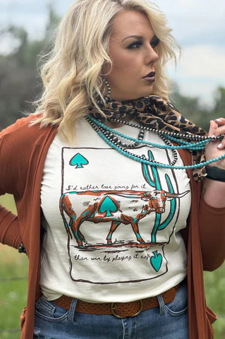 Longhorn design on a short sleeve crew neck tee