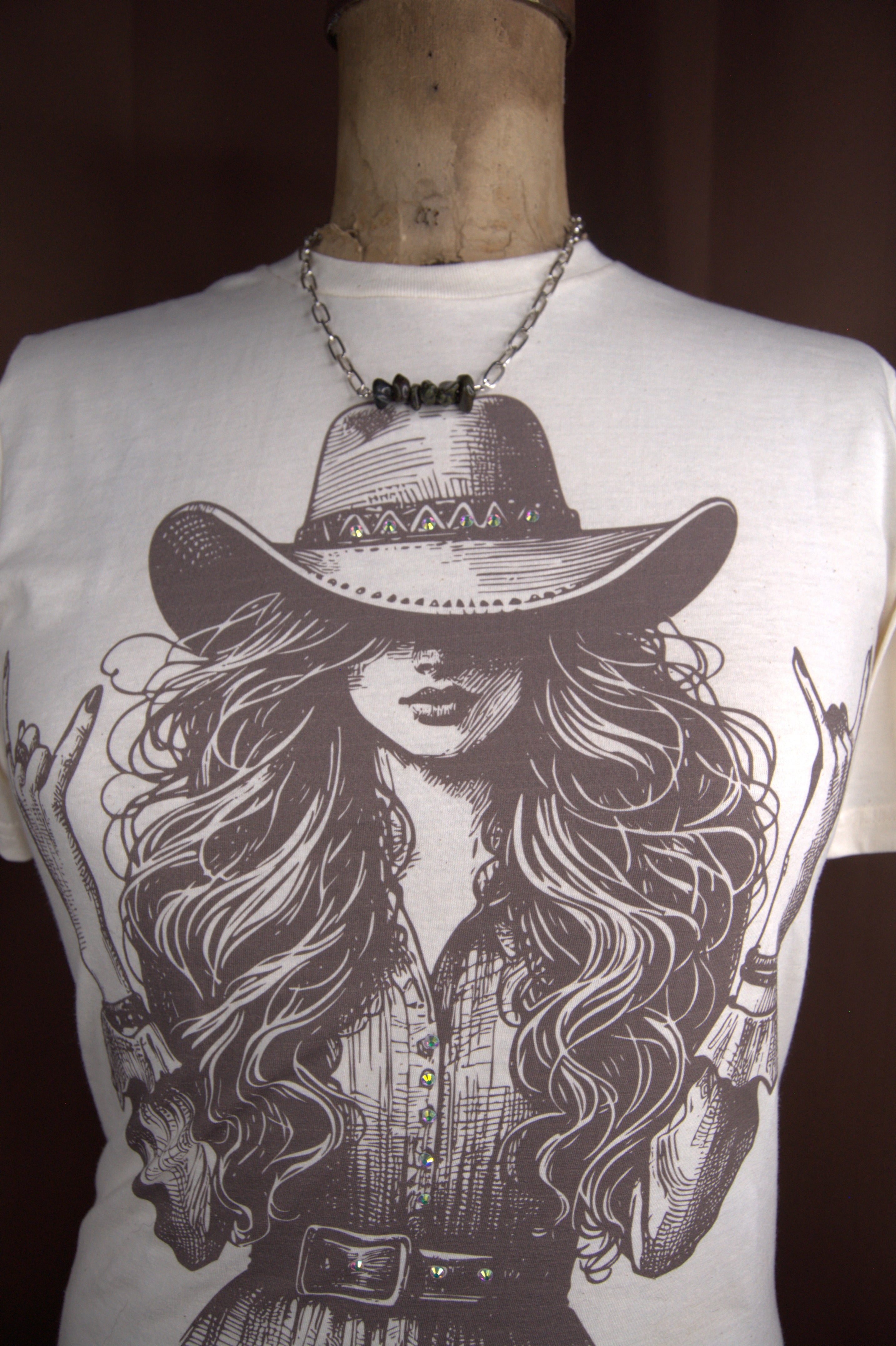 Annie Labradorite Larvikite Star-Cut Nugget Bar Necklace – 19½" | Silver Paperclip Chain, Lobster Clasp | Copper & Lace Handcrafted on mannequin