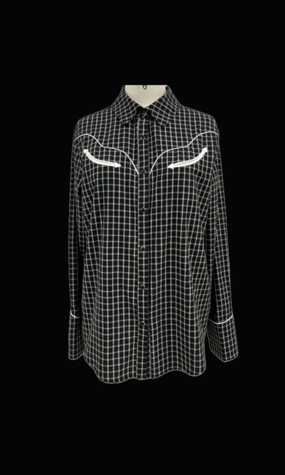 Black and white checkered button up blouse