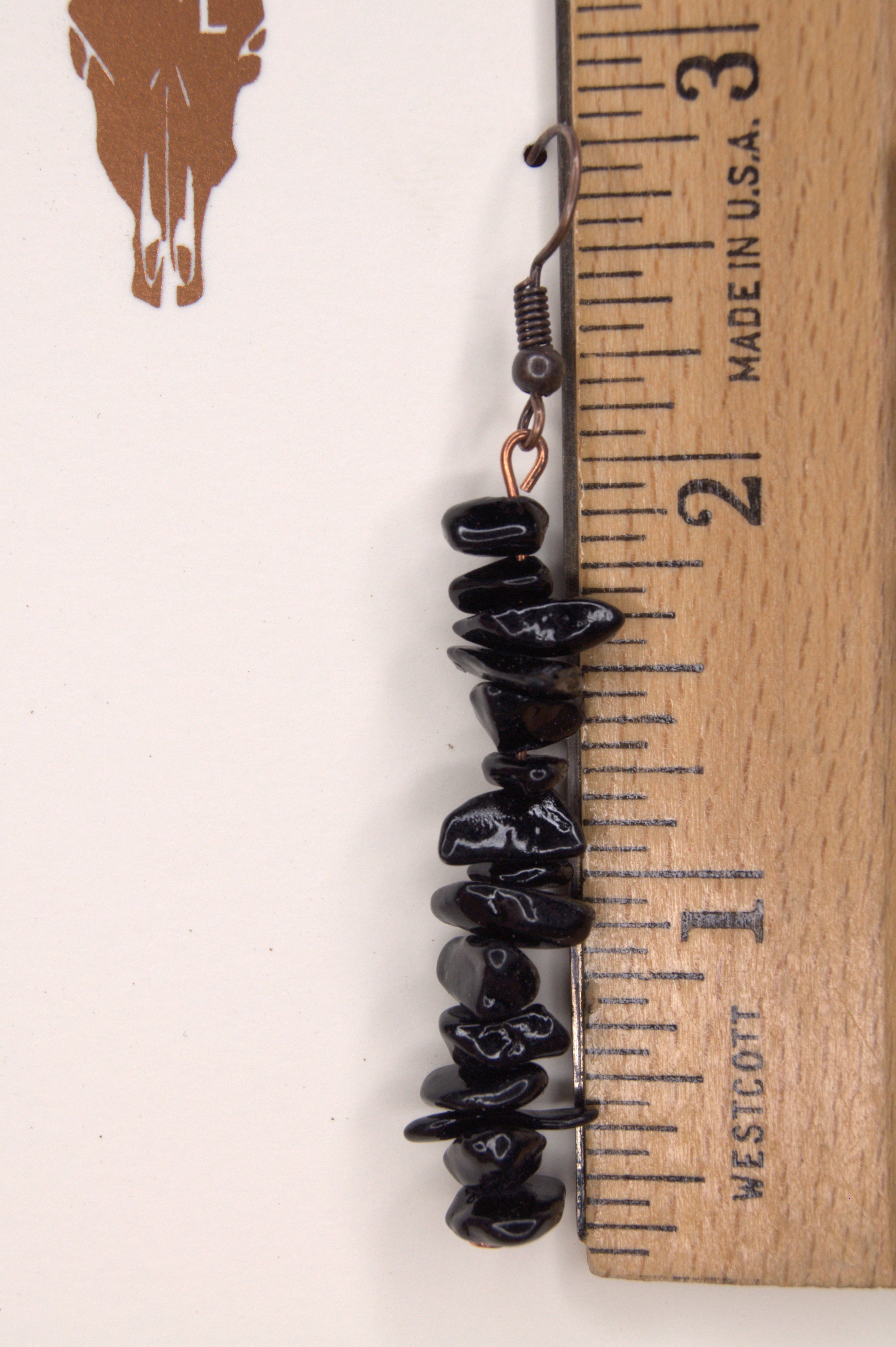 Dakota Black Onyx Chip Drop Earrings – Copper | 2½" Drop | Copper & Lace Handcrafted