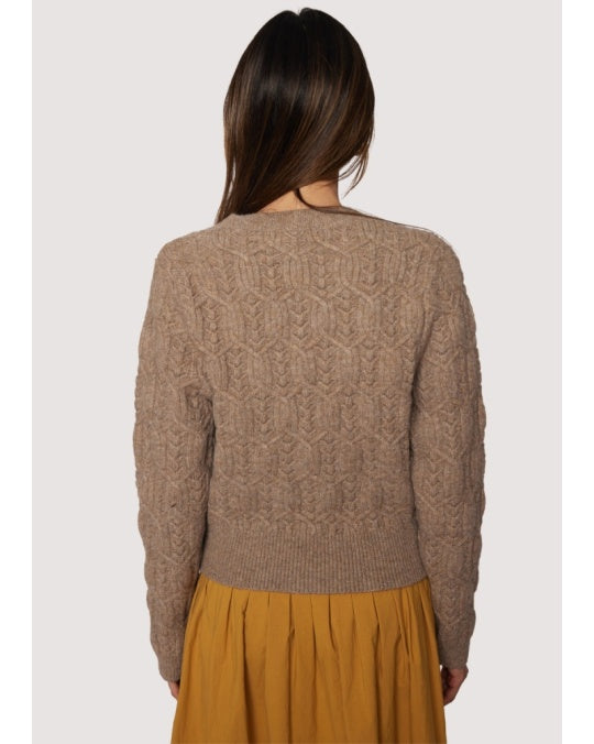 Back view showing allover cable/diamond texture — Georgina cardigan