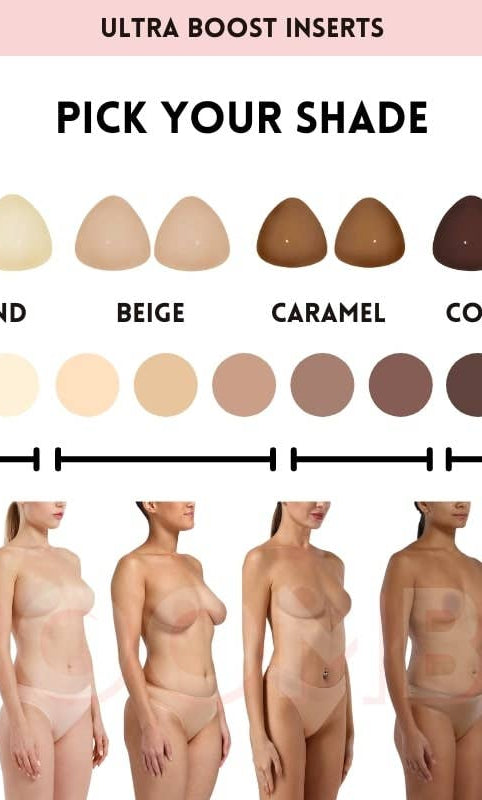 Color swatch chart for Ultra Boost inserts with skin tones and a barometer.