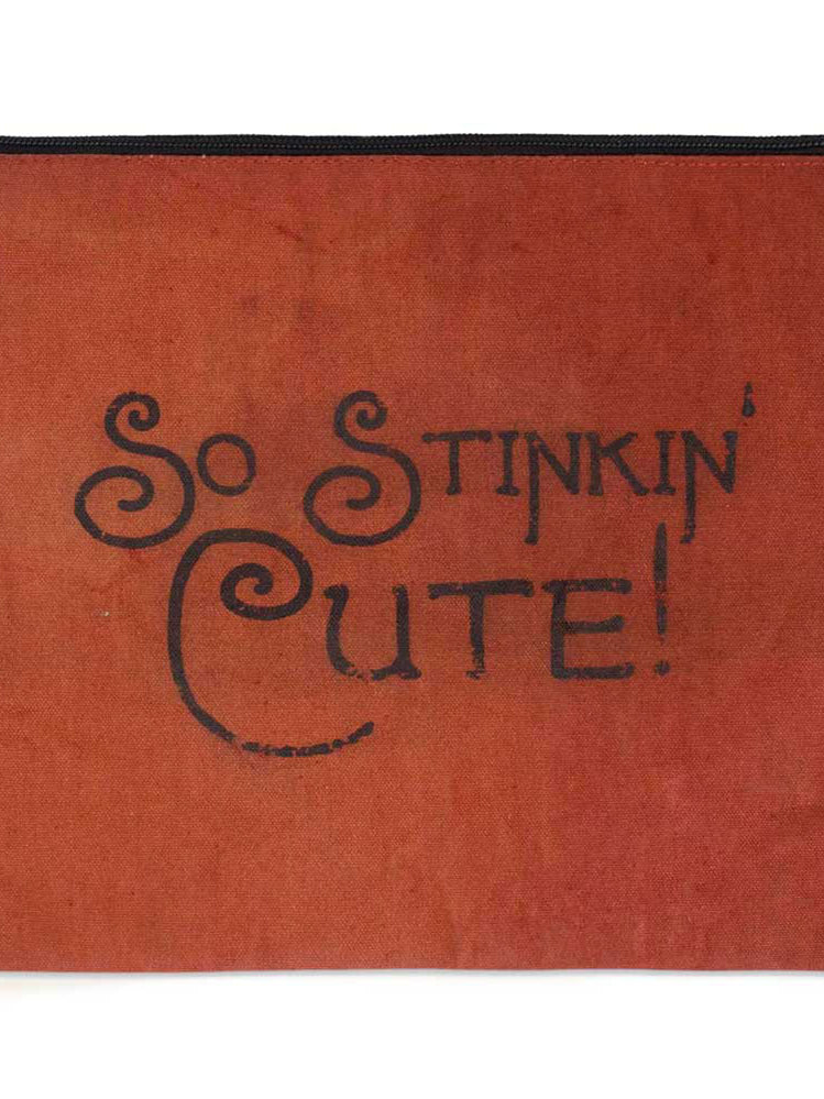 Orange Red pouch with 'So Stinkin' Cute!' text on a white background