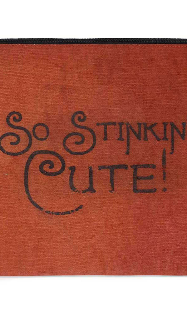Orange Red pouch with 'So Stinkin' Cute!' text on a white background