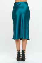 Hunter Green satin skirt with side slit 