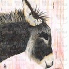 Illustration of a donkey with a soft, pastel background