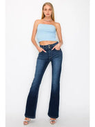 Aria Tummy Control High Rise Bootcut Jeans double button at waist bang