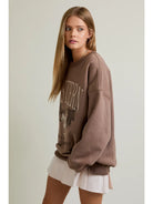 Mesa Trail oversized Western sweatshirt in cocoa brown—cowboy embroidery