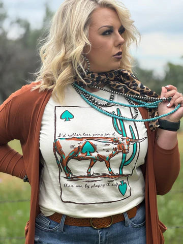 Longhorn design on a short sleeve crew neck tee