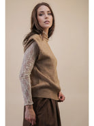 Calistoga mocha mock-neck sweater vest
