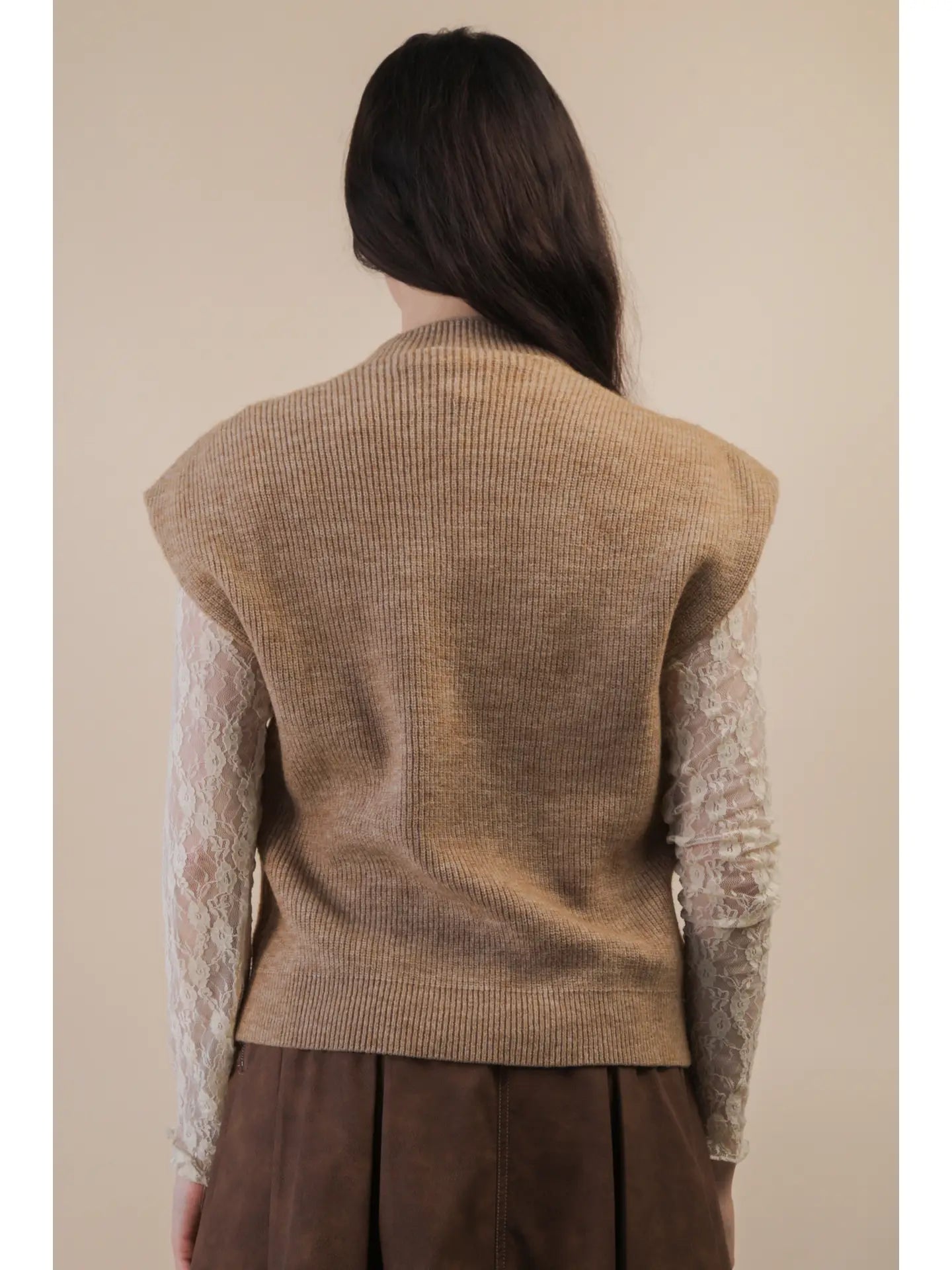 Calistoga mocha mock-neck sweater vest