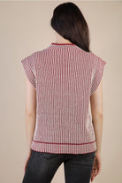 Sonoma two-tone ribbed sweater vest in burgundy & cream—back view