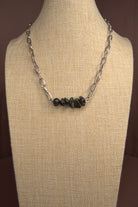  Labradorite Larvikite Star-Cut Nugget Bar Necklace – 19½" | Silver Paperclip Chain, Lobster Clasp | Copper & Lace Handcrafted