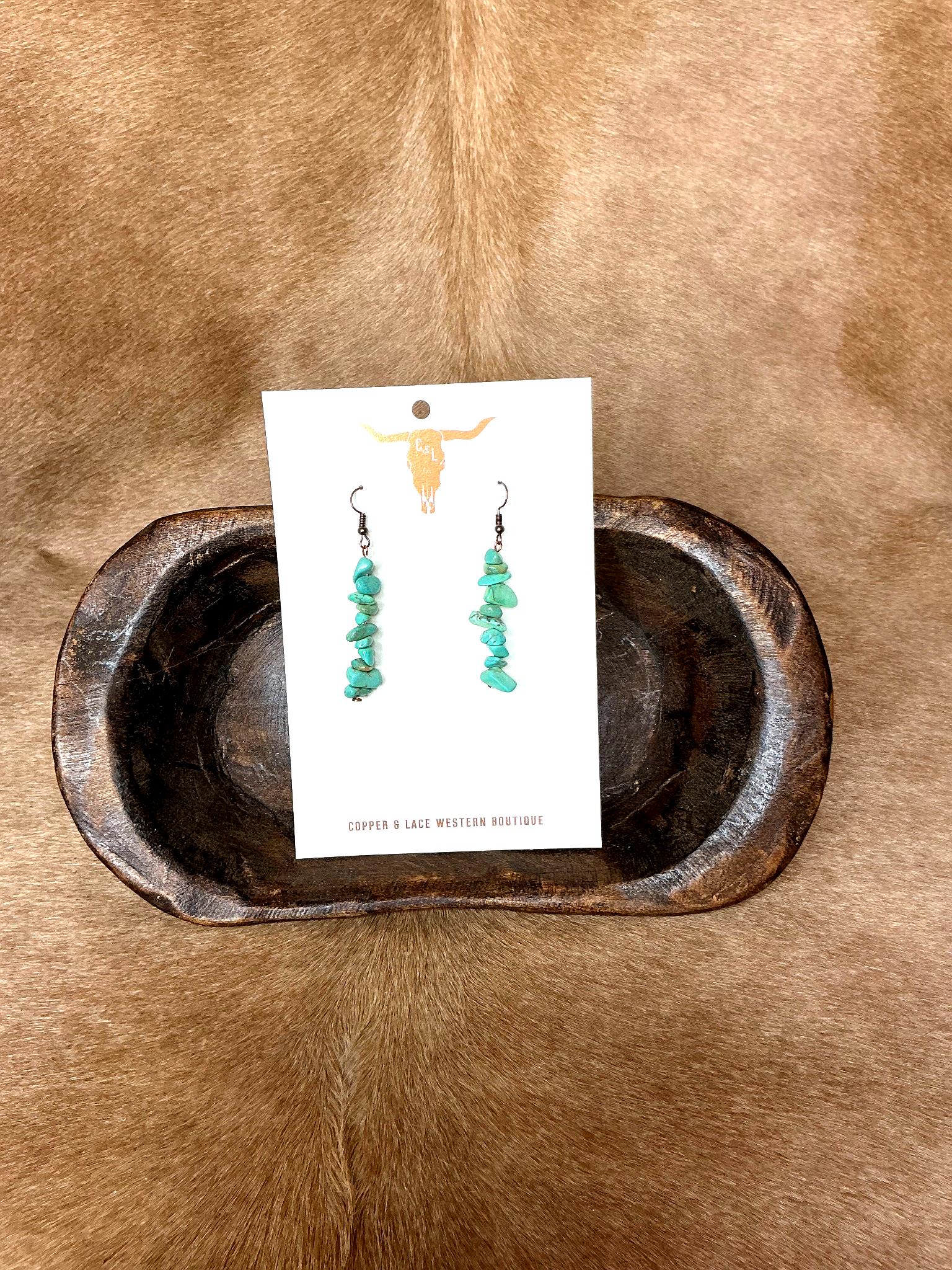 Pair of turquoise chip dangle earrings