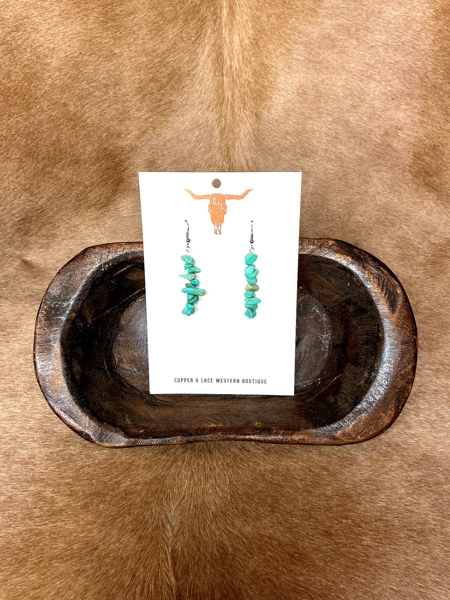 Turquoise chip dangle earrings