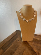 Large irregular coin pearls and champange 8mm glass crystals