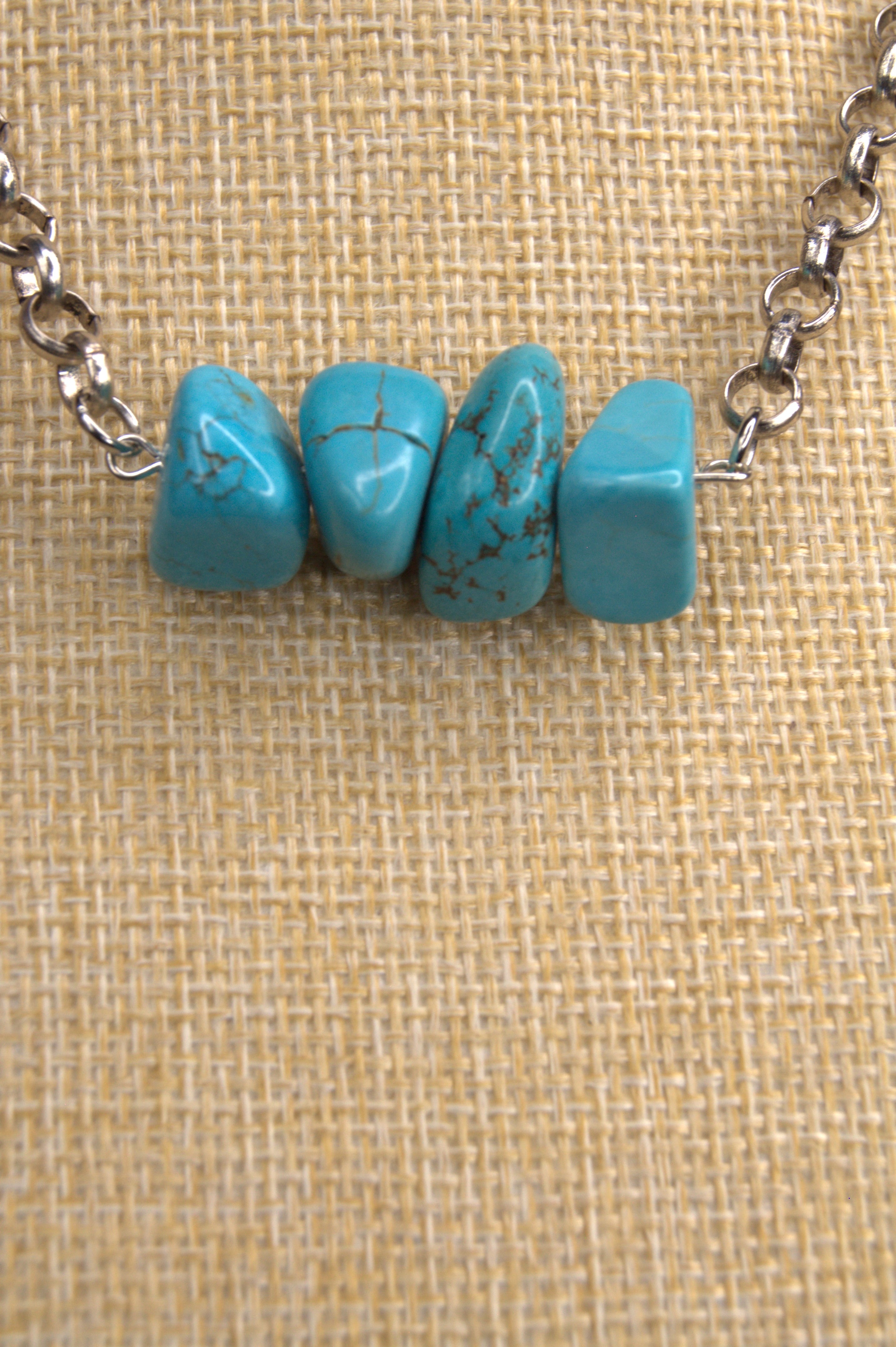 Turquoise Nugget necklace silver chain 