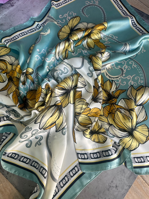 Turquoise and Lilies Wild Rag – Copper & Lace Western Boutique