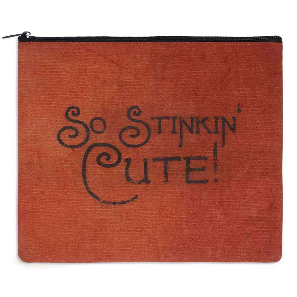 Orange Red pouch with 'So Stinkin' Cute!' text on a white background